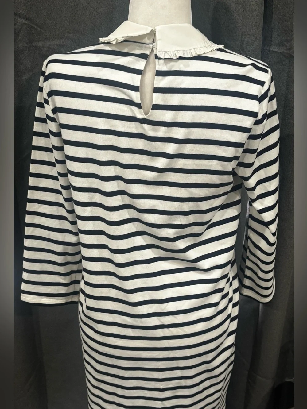 NWT Kate Spade New York Poplin Collar Striped Tee Dress French Cream Medium